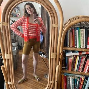 Matching checkered cardigan!